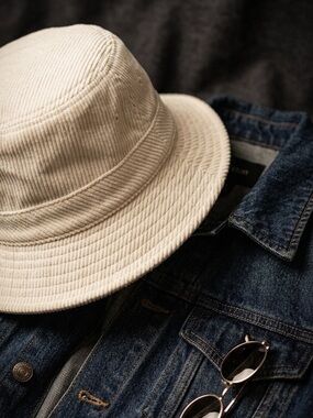 Brixton white corduroy bucket hat